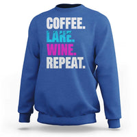 Funny Lake Life Sweatshirt Coffee Lake Wine Repeat - Wonder Print Shop