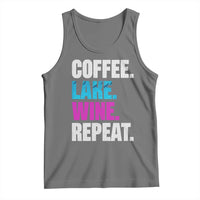 Funny Lake Life Tank Top Coffee Lake Wine Repeat - Wonder Print Shop