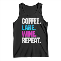 Funny Lake Life Tank Top Coffee Lake Wine Repeat - Wonder Print Shop