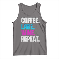 Funny Lake Life Tank Top Coffee Lake Wine Repeat - Wonder Print Shop