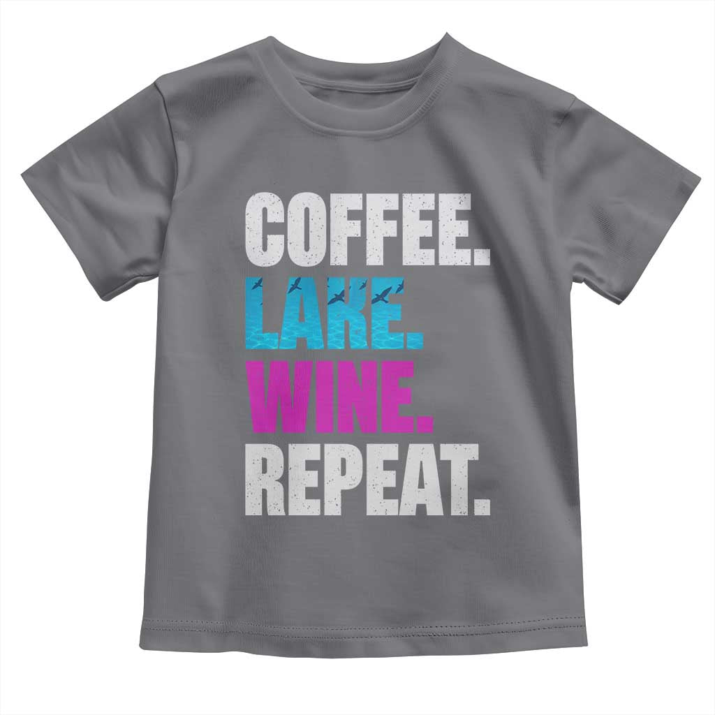 Funny Lake Life Toddler T Shirt Coffee Lake Wine Repeat - Wonder Print Shop