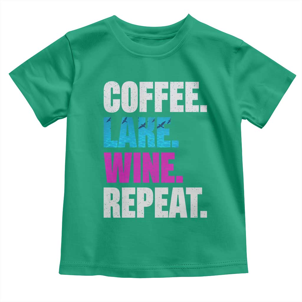 Funny Lake Life Toddler T Shirt Coffee Lake Wine Repeat - Wonder Print Shop