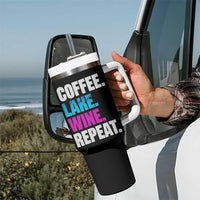 Funny Lake Life Tumbler With Handle Coffee Lake Wine Repeat - Wonder Print Shop