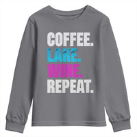 Funny Lake Life Youth Sweatshirt Coffee Lake Wine Repeat - Wonder Print Shop