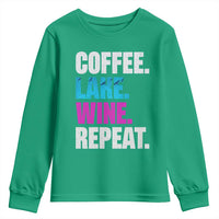 Funny Lake Life Youth Sweatshirt Coffee Lake Wine Repeat - Wonder Print Shop