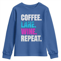 Funny Lake Life Youth Sweatshirt Coffee Lake Wine Repeat - Wonder Print Shop