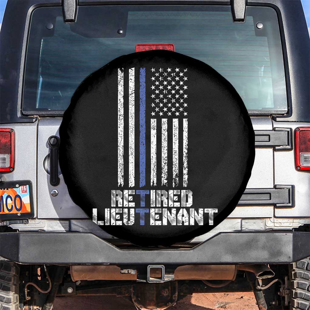 Retired Police Lieutenant Spare Tire Cover Retirement Blue Line American Flags
