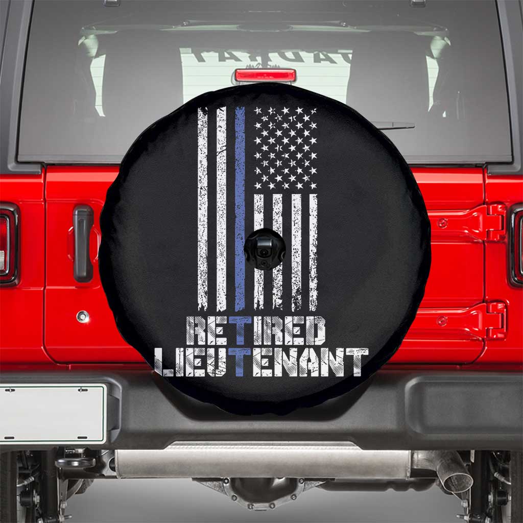 Retired Police Lieutenant Spare Tire Cover Retirement Blue Line American Flags