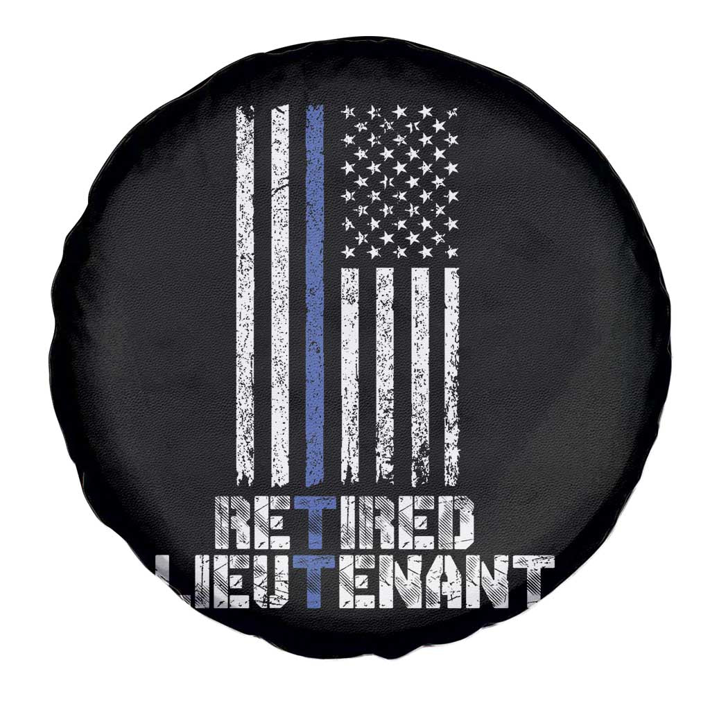 Retired Police Lieutenant Spare Tire Cover Retirement Blue Line American Flags