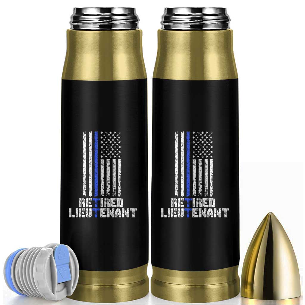 Retired Police Lieutenant Bullet Tumbler Retirement Blue Line American Flags