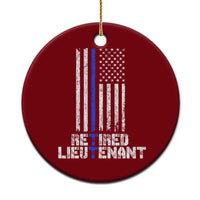 Retired Police Lieutenant Ceramic Ornament Retirement Thin Blue Line American Flags - Wonder Print Shop