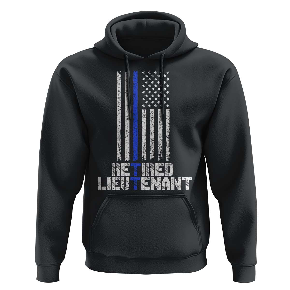 Retired Police Lieutenant Hoodie Retirement Thin Blue Line American Flags