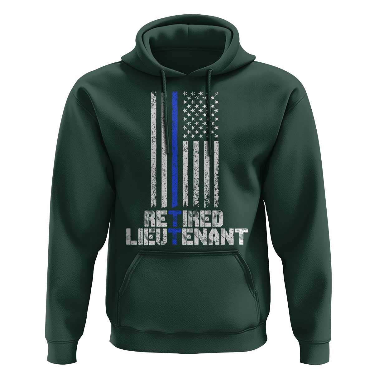 Retired Police Lieutenant Hoodie Retirement Thin Blue Line American Flags