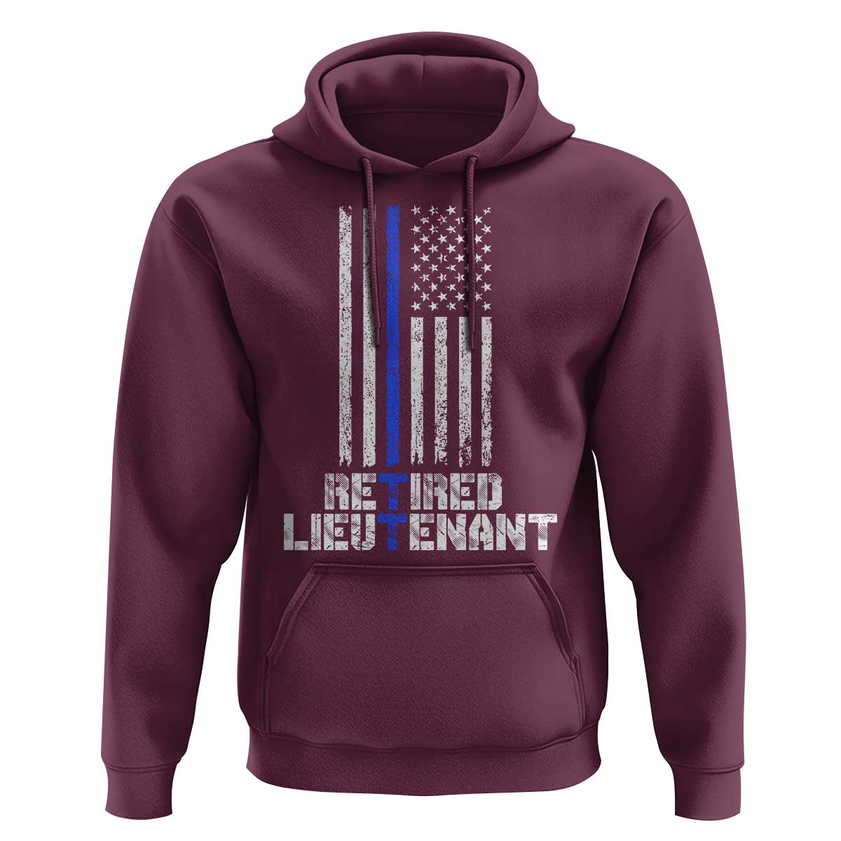 Retired Police Lieutenant Hoodie Retirement Thin Blue Line American Flags
