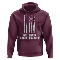 Retired Police Lieutenant Hoodie Retirement Thin Blue Line American Flags
