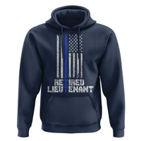 Retired Police Lieutenant Hoodie Retirement Thin Blue Line American Flags