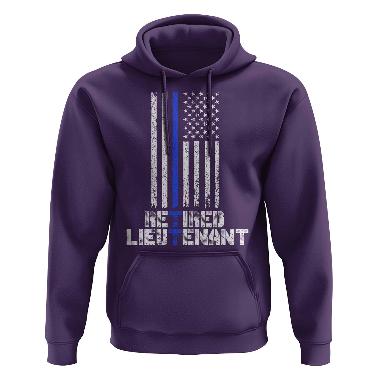 Retired Police Lieutenant Hoodie Retirement Thin Blue Line American Flags