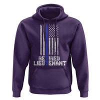 Retired Police Lieutenant Hoodie Retirement Thin Blue Line American Flags
