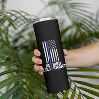 Retired Police Lieutenant Skinny Tumbler Retirement Blue Line American Flags