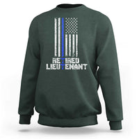 Retired Police Lieutenant Sweatshirt Retirement Thin Blue Line American Flags