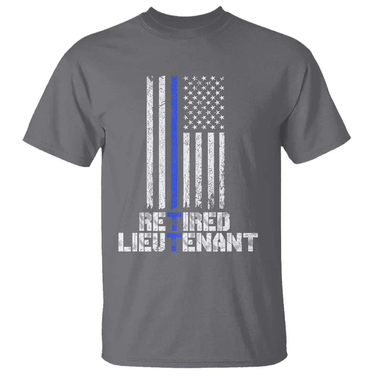 Retired Police Lieutenant T Shirt Retirement Thin Blue Line American Flags