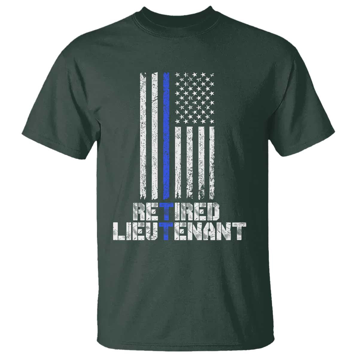 Retired Police Lieutenant T Shirt Retirement Thin Blue Line American Flags