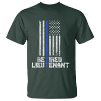 Retired Police Lieutenant T Shirt Retirement Thin Blue Line American Flags