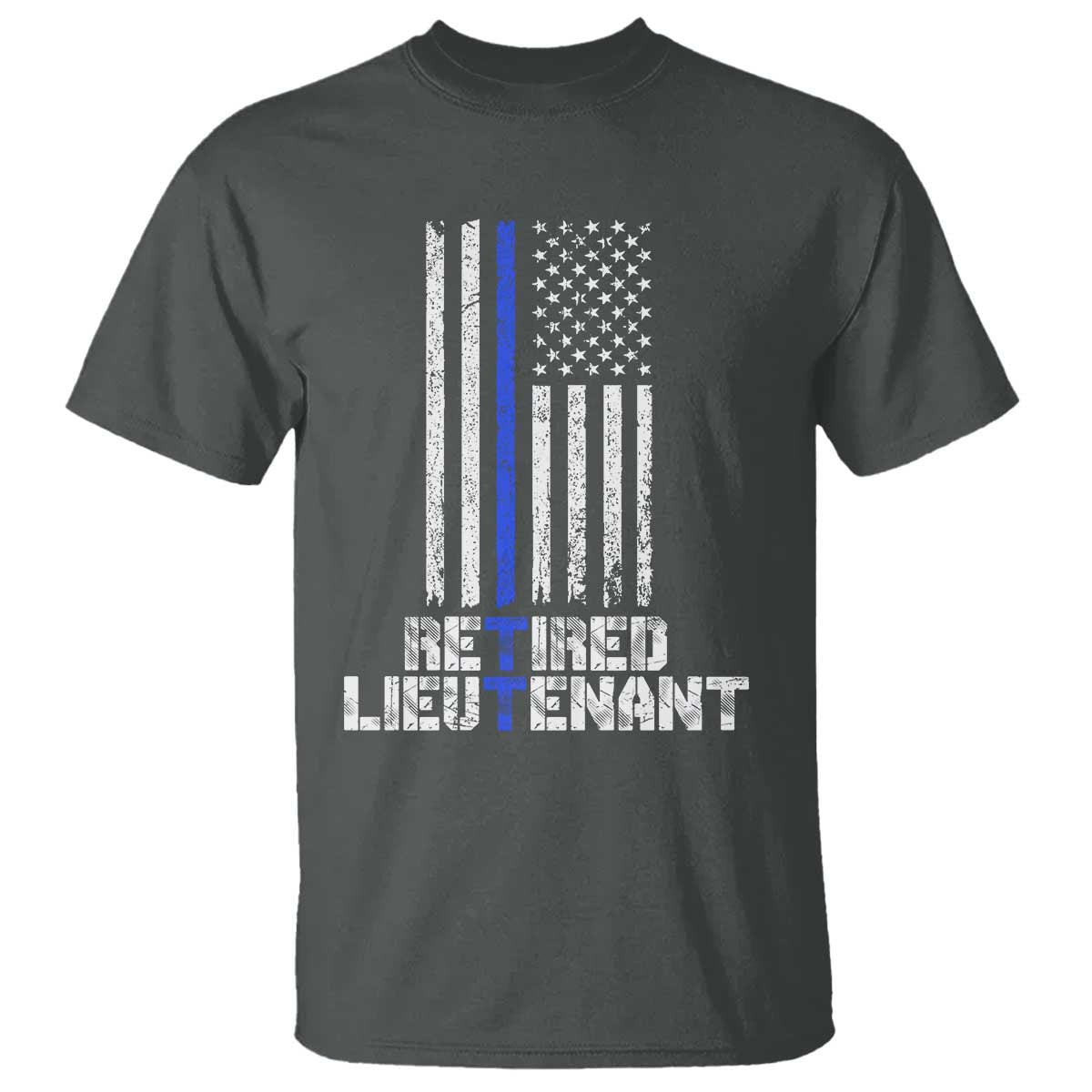 Retired Police Lieutenant T Shirt Retirement Thin Blue Line American Flags