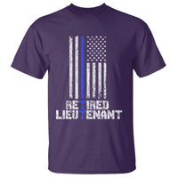 Retired Police Lieutenant T Shirt Retirement Thin Blue Line American Flags