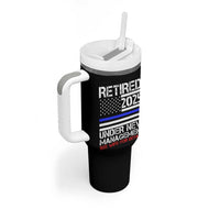 Police Retirement 2025 Tumbler With Handle Funny Retired Under New Management See Wife For Details