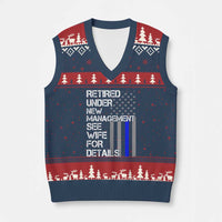 Police Retirement V-Neck Knit Sweater Vest Retired Under New Management See Wife For Details - Wonder Print Shop