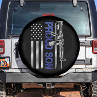 Proud Son of a Police Dad Spare Tire Cover Gun American Flag Family Support