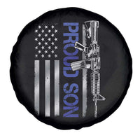 Proud Son of a Police Dad Spare Tire Cover Gun American Flag Family Support