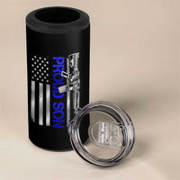 Proud Son of a Police Dad 4 in 1 Can Cooler Tumbler Gun American Flag Family Support