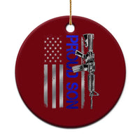 Proud Son of a Police Dad Ceramic Ornament Gun American Flag Family Support
