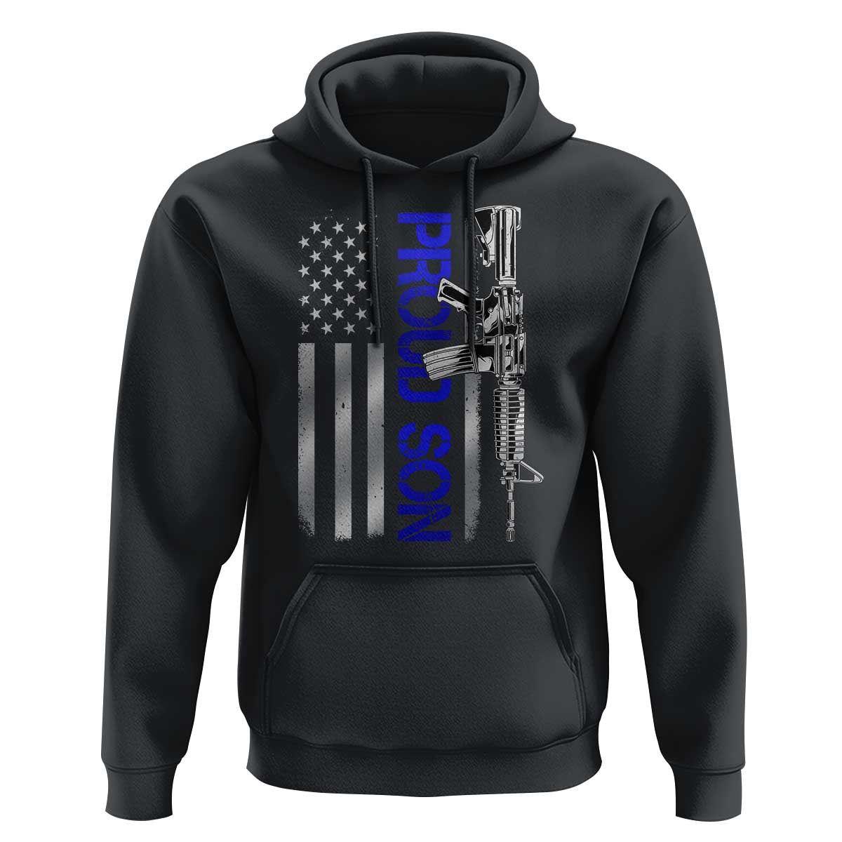 Proud Son of a Police Dad Hoodie Gun American Flag Family Support