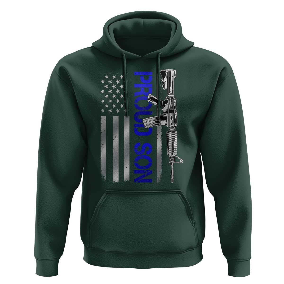 Proud Son of a Police Dad Hoodie Gun American Flag Family Support