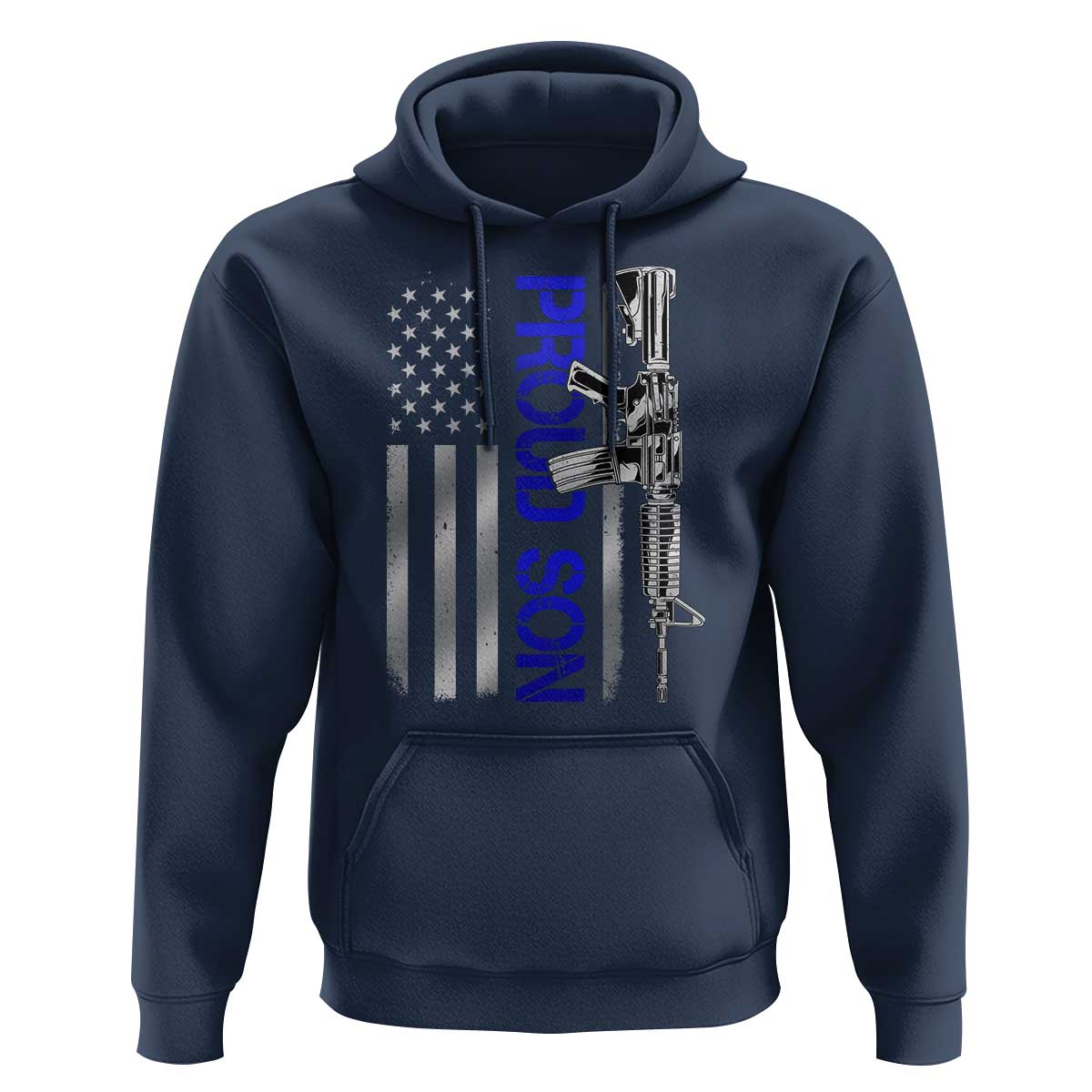 Proud Son of a Police Dad Hoodie Gun American Flag Family Support