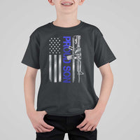 Proud Son of a Police Dad T Shirt For Kid Gun American Flag Family Support