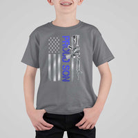 Proud Son of a Police Dad T Shirt For Kid Gun American Flag Family Support
