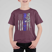 Proud Son of a Police Dad T Shirt For Kid Gun American Flag Family Support