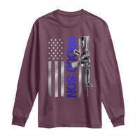 Proud Son of a Police Dad Long Sleeve Shirt Gun American Flag Family Support