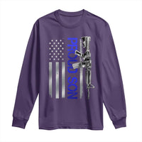 Proud Son of a Police Dad Long Sleeve Shirt Gun American Flag Family Support