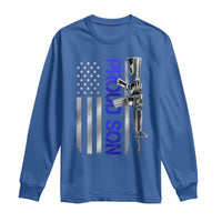 Proud Son of a Police Dad Long Sleeve Shirt Gun American Flag Family Support