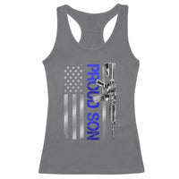 Proud Son of a Police Dad Racerback Tank Top Gun American Flag Family Support