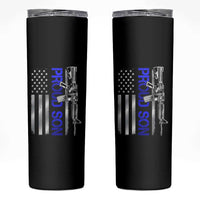 Proud Son of a Police Dad Skinny Tumbler Gun American Flag Family Support