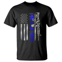 Proud Son of a Police Dad T Shirt Gun American Flag Family Support