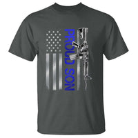 Proud Son of a Police Dad T Shirt Gun American Flag Family Support