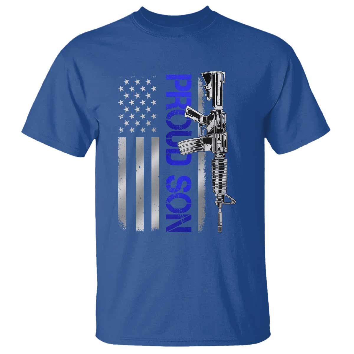 Proud Son of a Police Dad T Shirt Gun American Flag Family Support