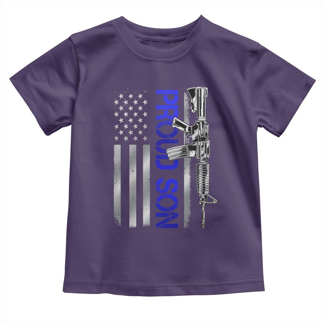 Proud Son of a Police Dad Toddler T Shirt Gun American Flag Family Support